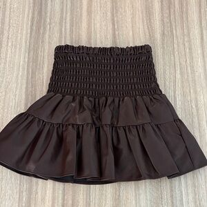 Carolina Nantucket Tiered Smocked Faux Leather Mini Skirt Size XS